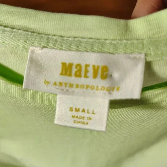 Maeve Anthropologie Womens Boho Flutter Sleeve Crop Top Size S Green Drawstring - Picture 6 of 9